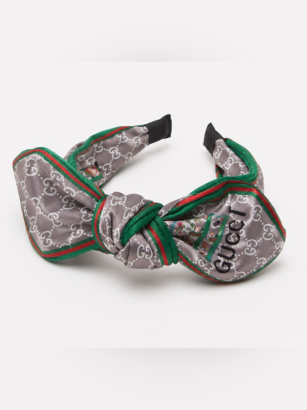 Custom Handmade Headband Gucci GG Fabric Green Red Bow